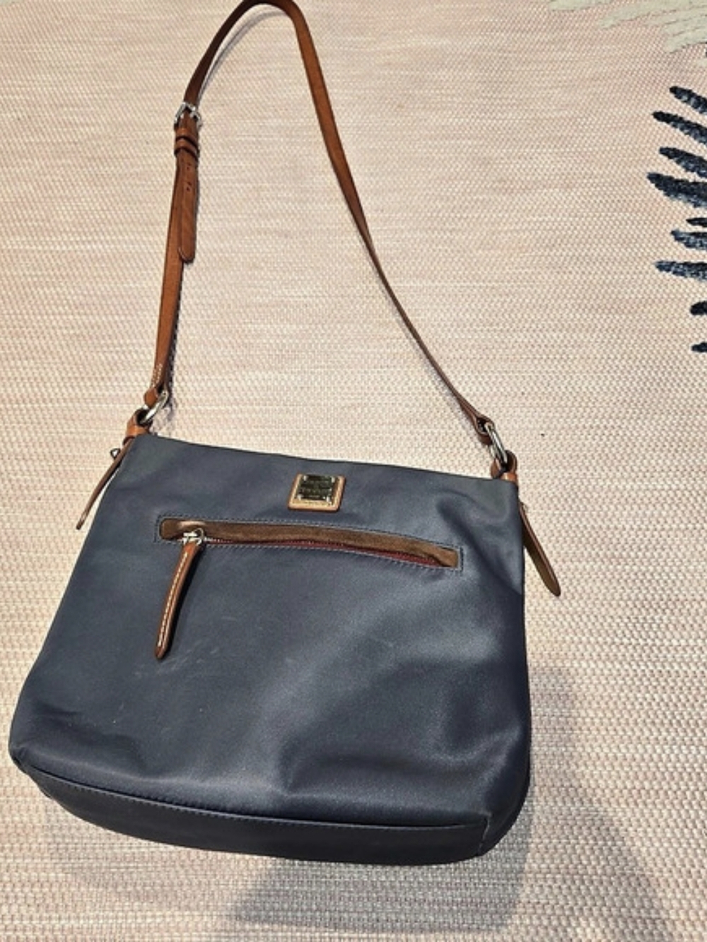 Dooney & Bourke Daisy Letter Carrier Style Crossbody Bag in Charcoal Nylon